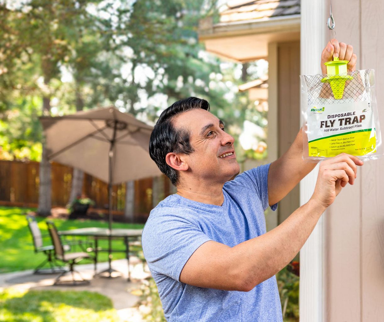 Outdoor fly trap for farm ranch and property fly control